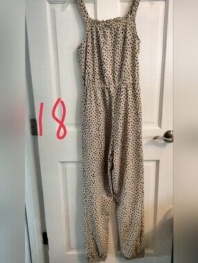 H&M Beige Polka Dot Wide-Leg Jumpsuit